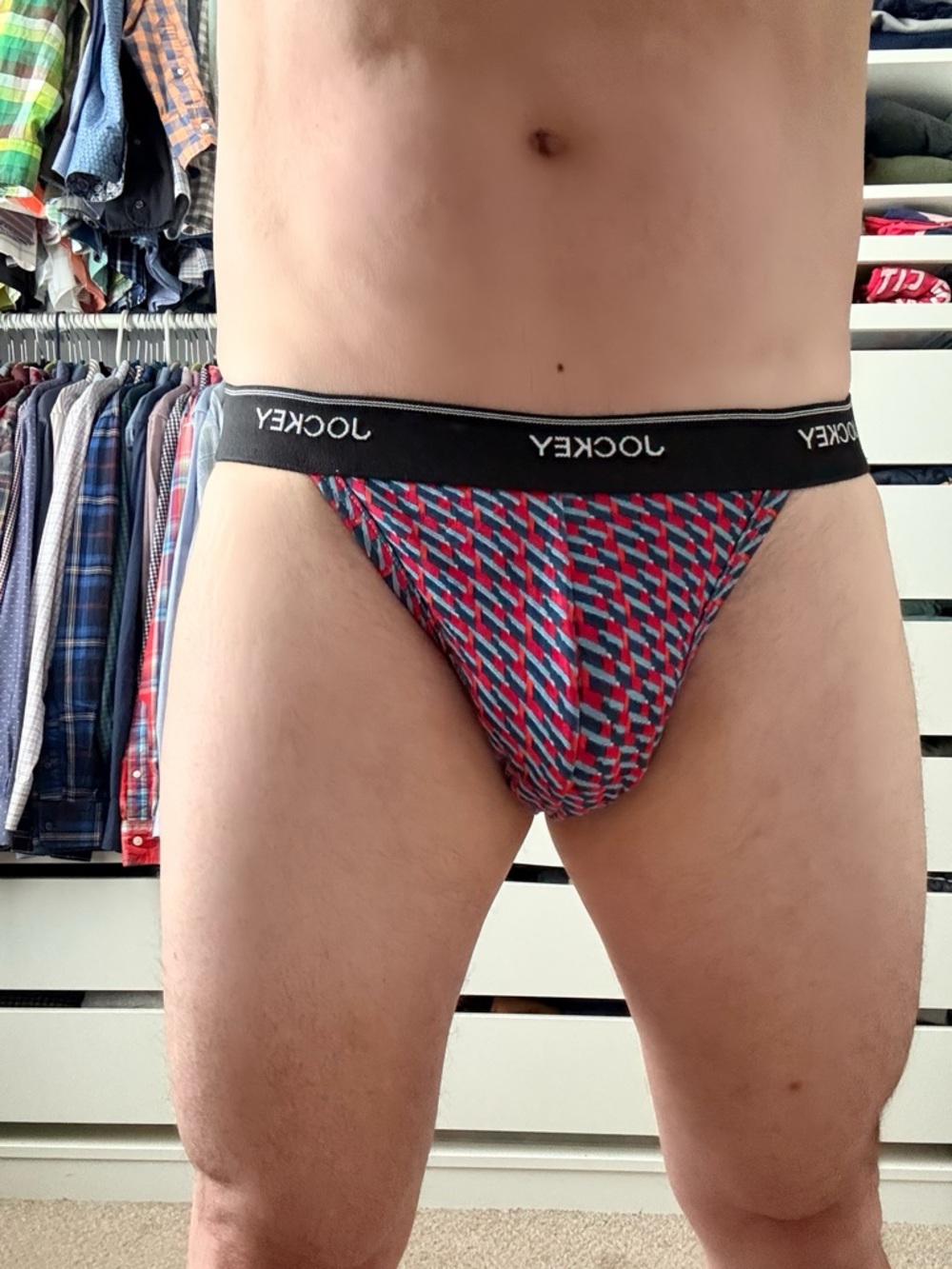Jockey Men’s Red, Blue & Black Geometric Brief